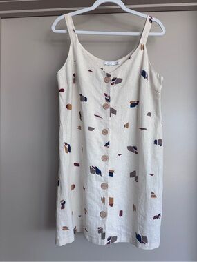 Lush Cream Mini Dress with Multicolor Abstract Spots